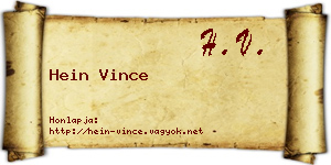 Hein Vince névjegykártya